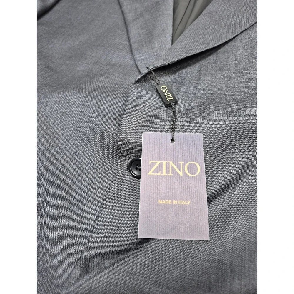 ZINO Suit Mens 52 Gray Wool Super 120s 2 Piece 47x36 Milan Italy NWT FLAW